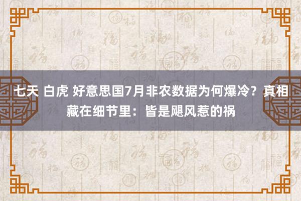 七天 白虎 好意思国7月非农数据为何爆冷？真相藏在细节里：皆是飓风惹的祸